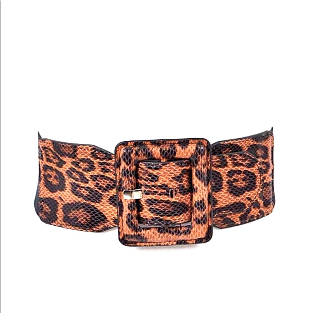 Leopard Animal Print Stretch Waist Statement Belt